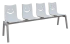 SMILE PLUS 4, dřevěná lavice do čekárny, 4-sedák, bílá, kostra stříbrná